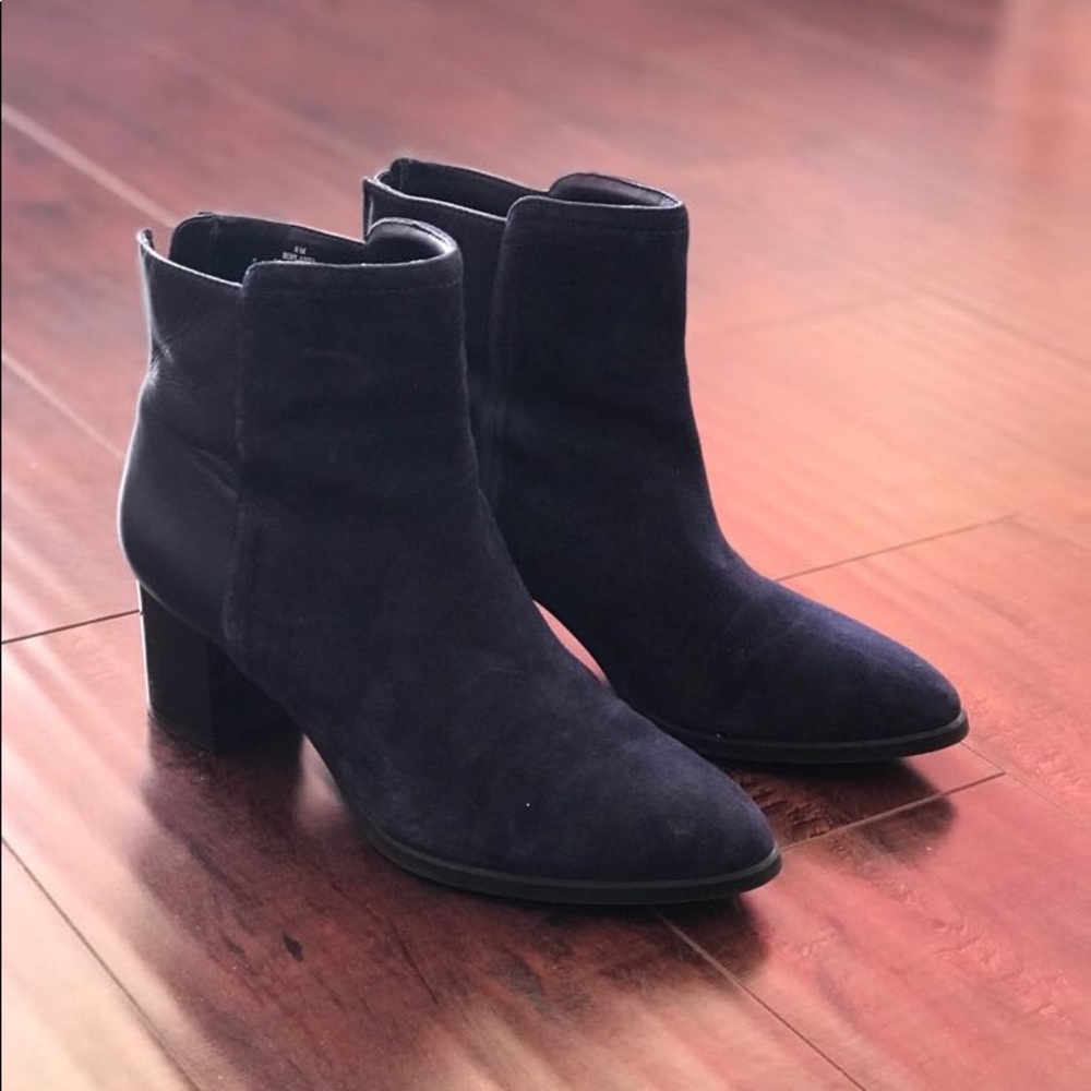 Navy Blue Suede Boot Heels